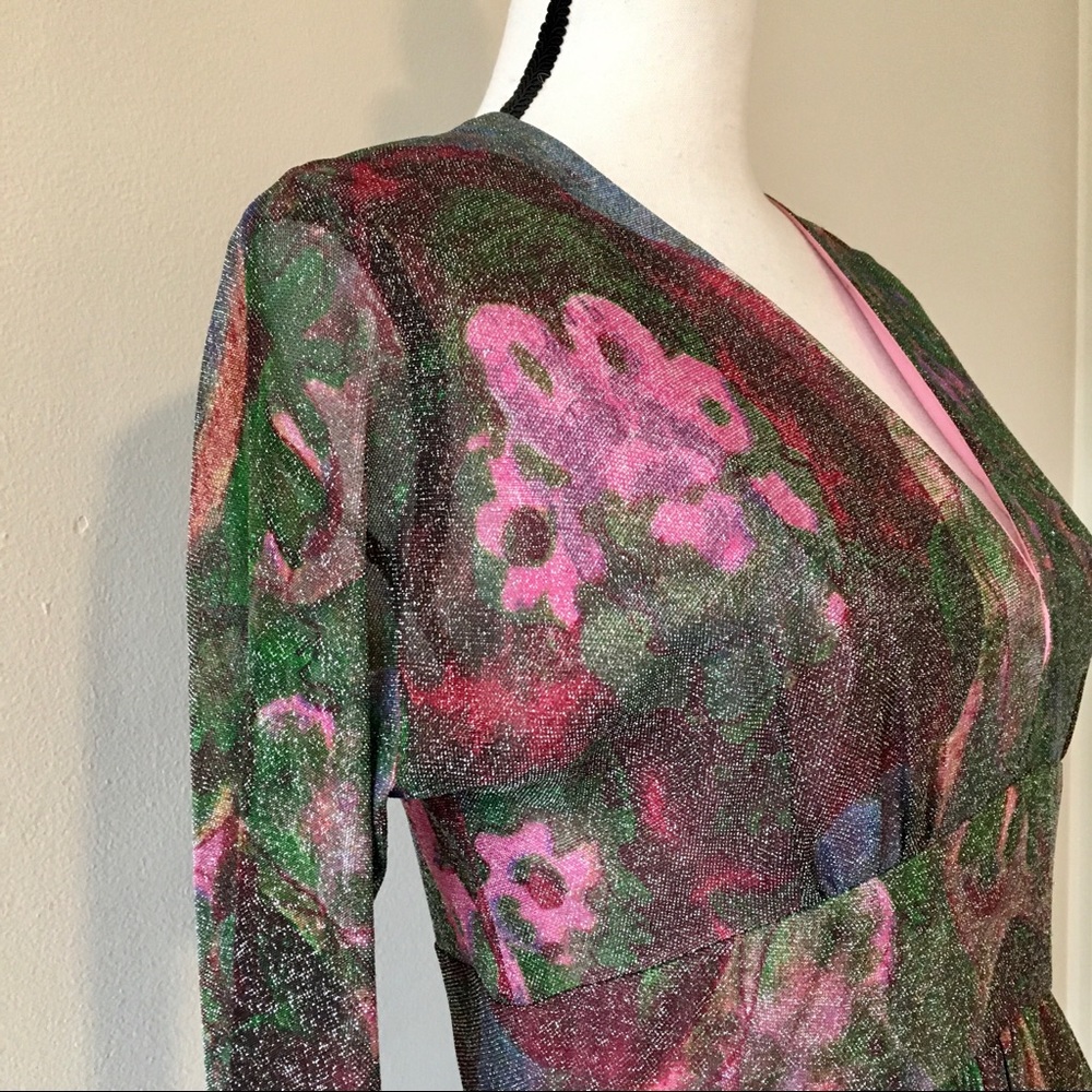 Vintage 70s Shimmer Abstract Maxi Dress - Picture 3 of 9